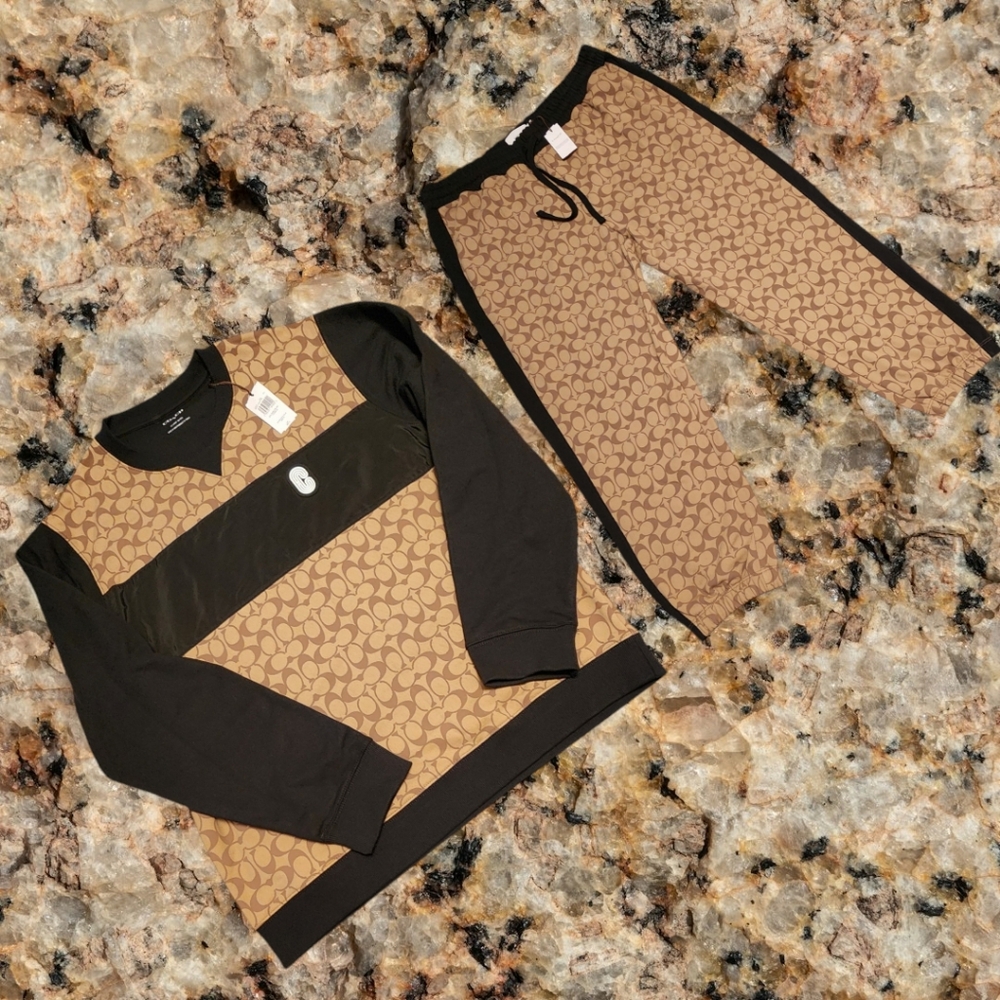Coach Signature Khaki Sweatsuit Set 2XL SOLD!!!!